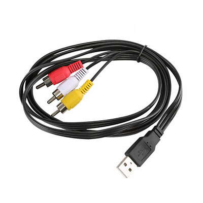 USB Male to 3 RCA AV Audio Video 5FT Cable Adapter for TV HDTV DVD 1080P US