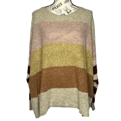 Active USA MEDIUM Colorblock Striped Textured Oversized Sweater