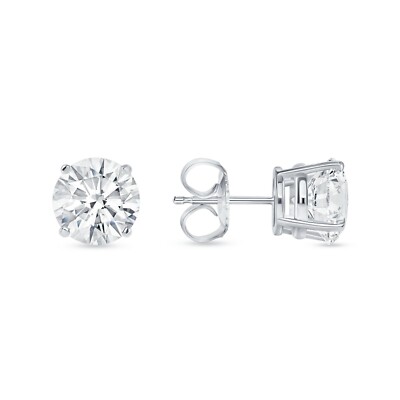 Pre-owned Shine Brite With A Diamond 4.5 Ct Round Earrings Studs Solid 14k White Gold Brilliant Cut Push Back Basket In White/colorless