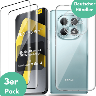 Hülle + 2X Schutzglas für Xiaomi Poco M8 Pro Panzerfolie Display Case Screen 9H