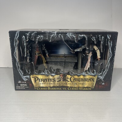Pirates of the Caribbean Cursed Barbossa Vs Cursed Sparrow Black Pearl NECA New