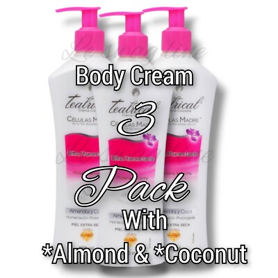 3 Pck Teatrical Ultra Best Moisturizing Almond Coconut Body Cream 280ml each