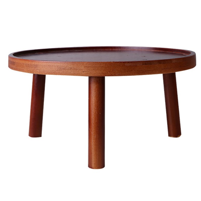 Round Wooden Indoor Plant Pot Stand with Legs Display Candle Holder Tray Support