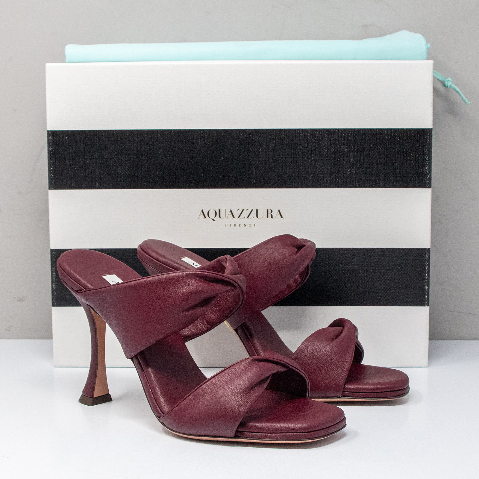 Aquazzura Twist 75 Sandal Merlot Leather, Size 36 EU (6 US