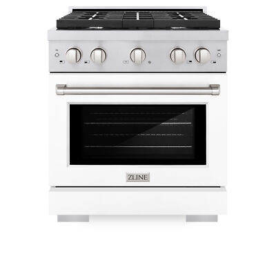 ZLINE 30'' GAS RANGE CONVECTION OVEN STAINLESS STEEL MATTE WHITE DOOR SGR-WM-30