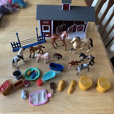 Breyer Animal Creation Stablemates Red Barn/horses/Misc Accessories.