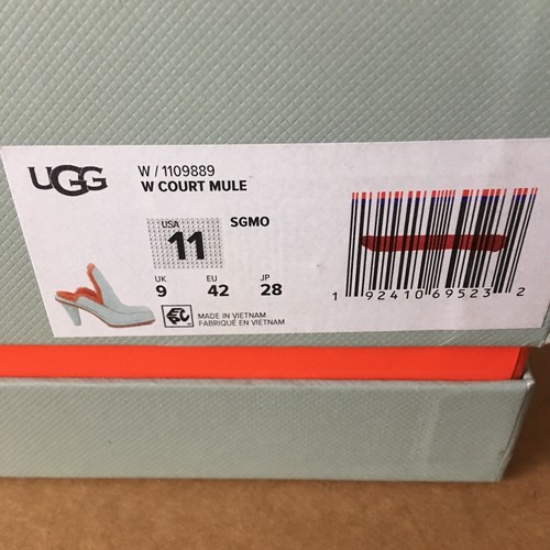 Pre-owned Ugg Court Mule Eckhaus Latta Sky Grey Mandarin Orange Leather Heels Size Us 8