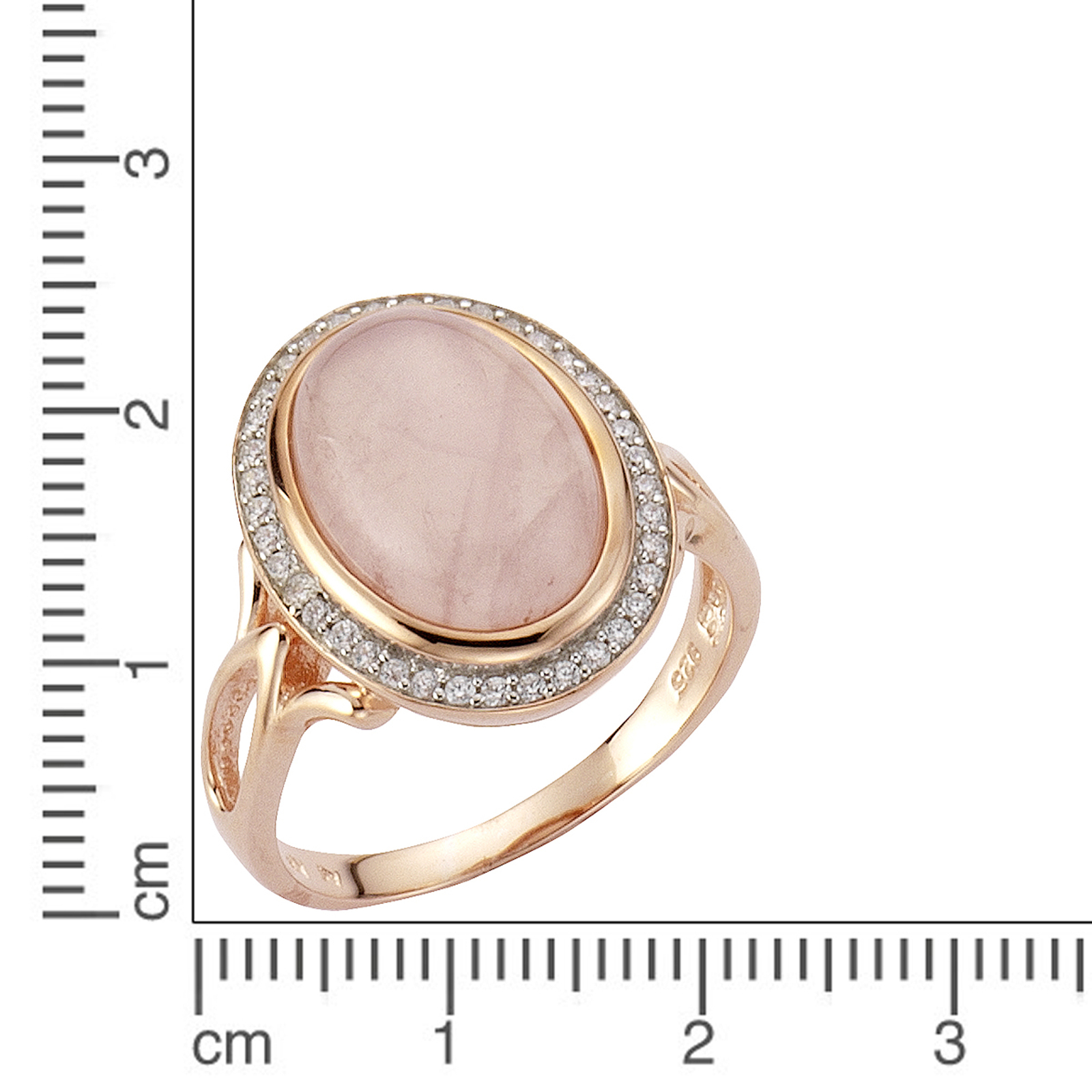 Zeeme GemstonesSilber 925 rosé-vergoldet mit echtem Rosenquarz und Zirkonia
