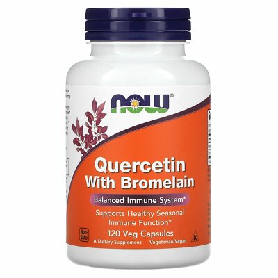 Now Foods Quercetin with Bromelain 120 Veg Capsules Гарантированное качество GMP, кошерное,