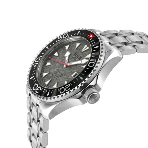 Pre-owned Gevril Men's 48851b Hudson Yards Diver Meteorite Dial Automatic Swiss Watch