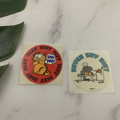 Vintage 80s Stickers Diet Theme Garfield Sandra Boynton Hippo ...