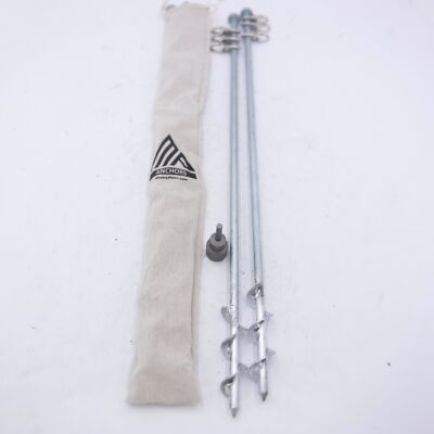 2 Pack 24'' Screw in Ground Anchors w/Drill Bit 3 Rings on Each Anchor