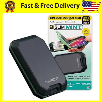 Slim Mint Wallet Ultra-Thin RFID-Blocking, AS-SEEN-ON-TV, ID Theft Protection,
