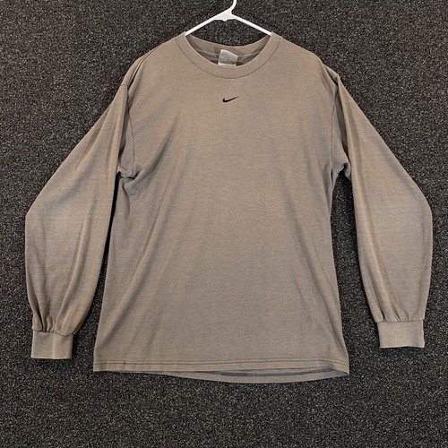 トップス 1980s NIKE gray long sleeve shirt Nike Shirt Men Medium Middle Swoosh Faded Gray Long Sleeve