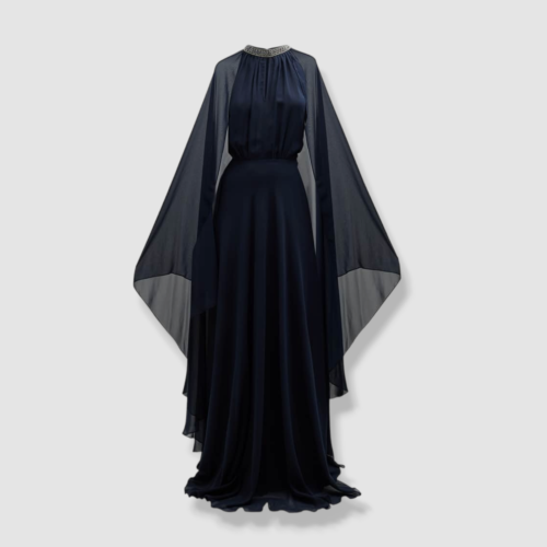 Pre-owned Teri Jon $760 Rickie Freeman By  Women's Blue Beaded Fly-away Gown Dress Size 2