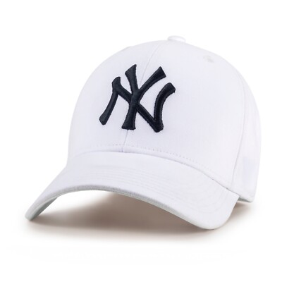 New York Adjustable Baseball Cap -Premium 100% Cotton Factory Model Unisex White