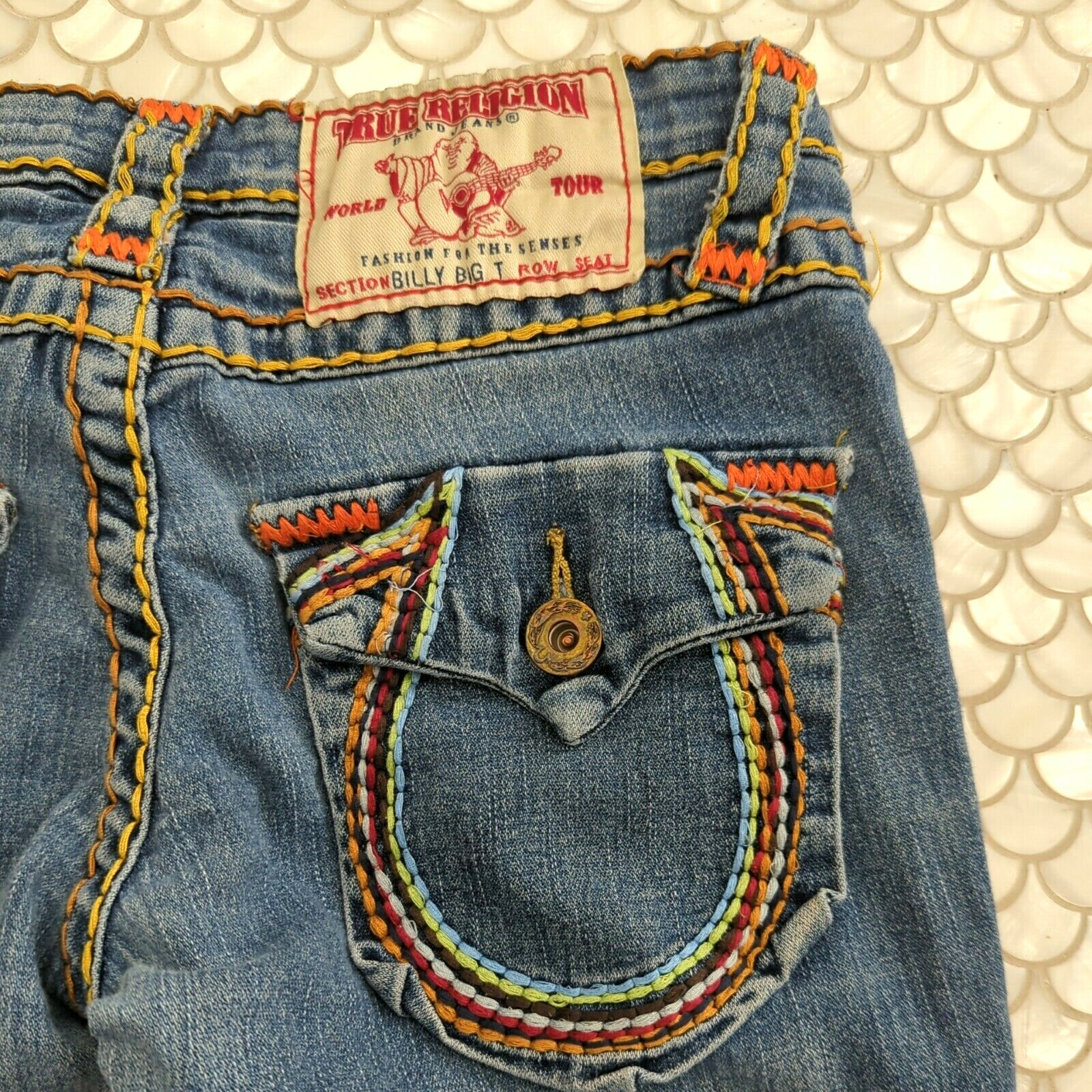 True Religion Multi Color Thick Stitch Billy Big T Low Rise True Religion Multi Color Thick Stitch Billy Big T Low Rise