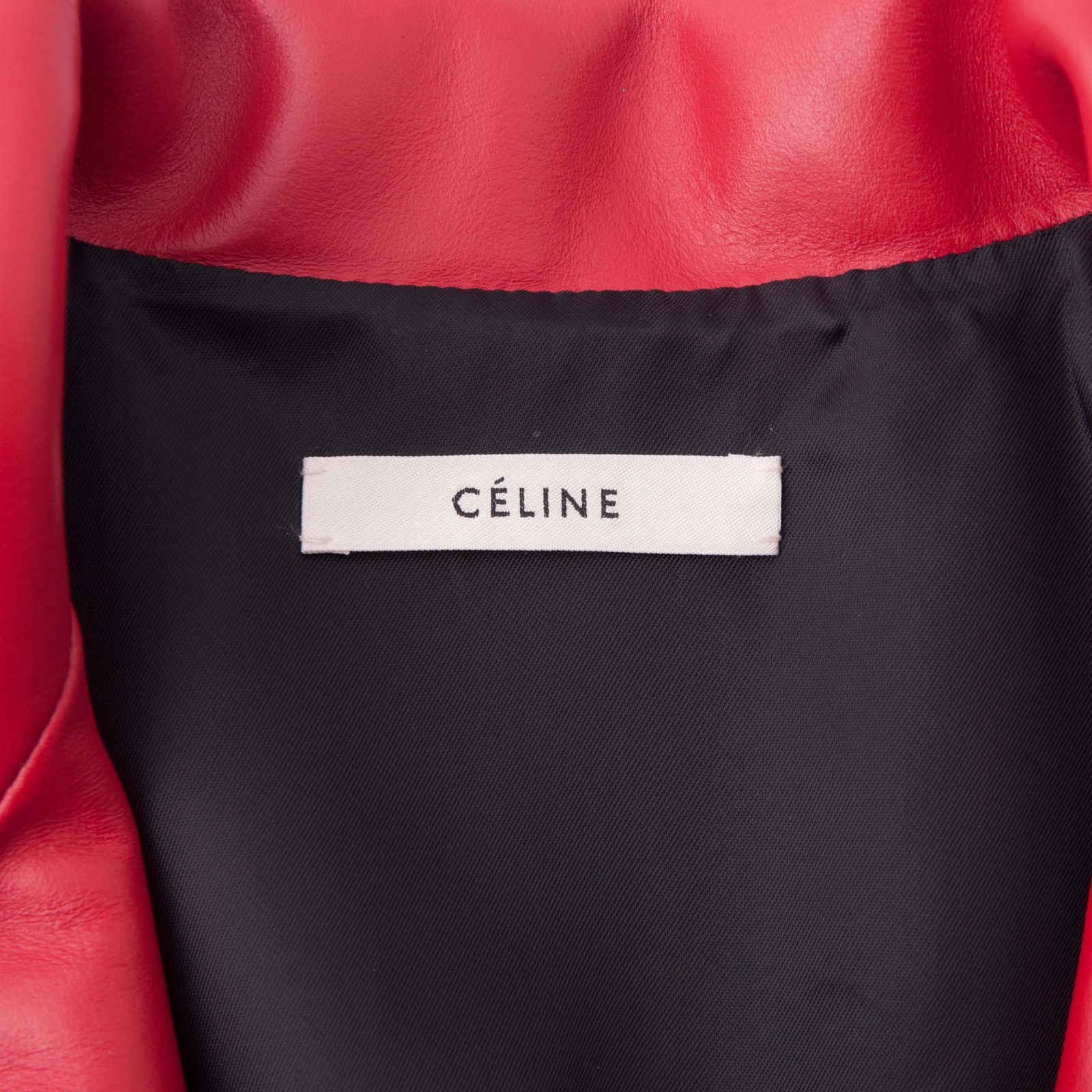 CELINE 3950$ Red Leather Biker Jacket - Waist Belt