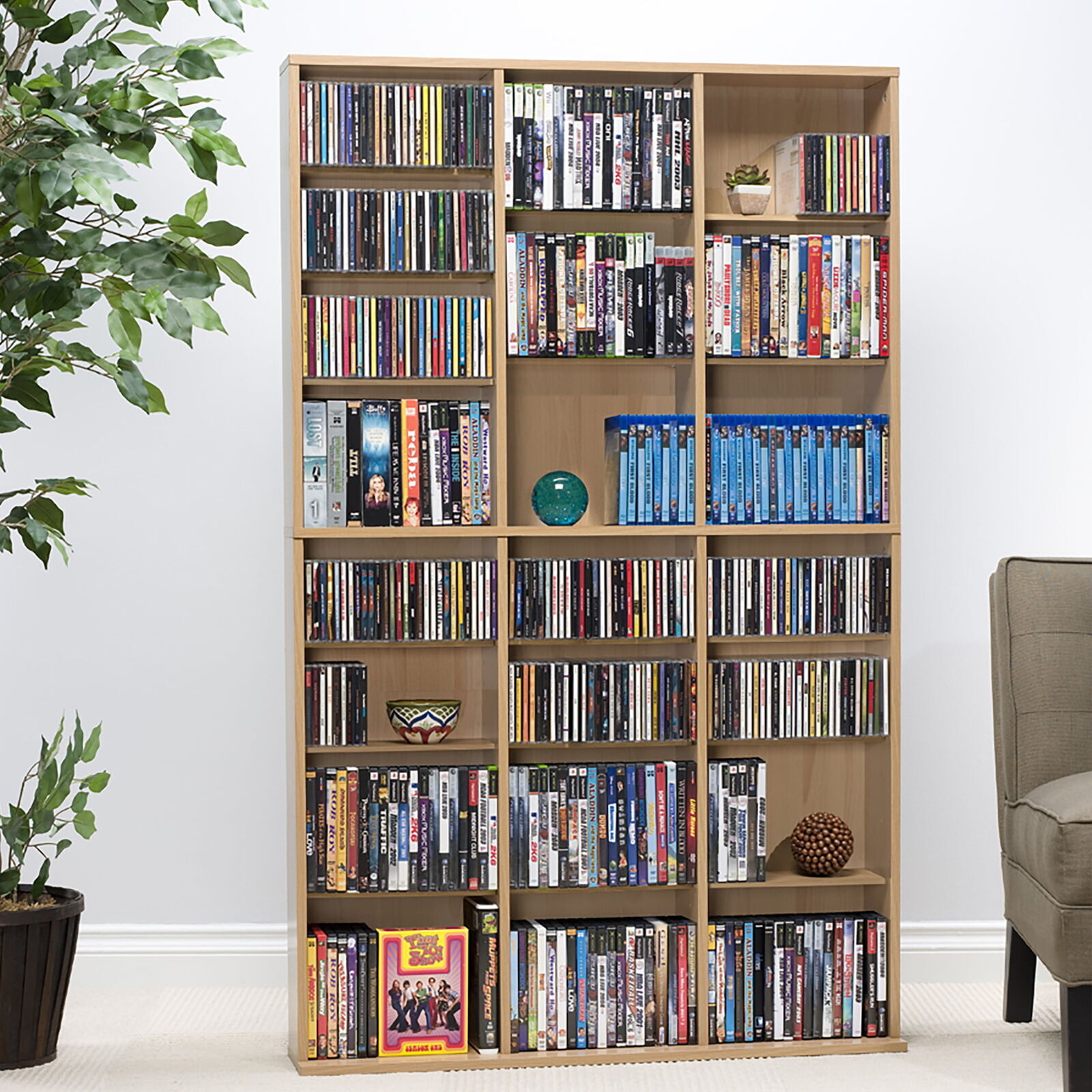 Video Game Adjustable Storage Shelves Cabinet Cd Dvd Organizer