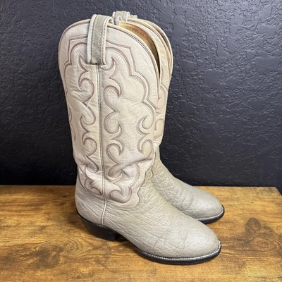 Hondo 7720 Cream Bullhide Leather Western Cowboy Boots Womens 6.5