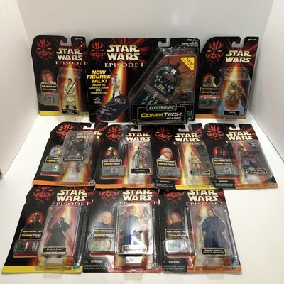VGT Star Wars Episode 1 Figures Lot w/ CommTech Reader Yoda Darth Maul 1998 NOC