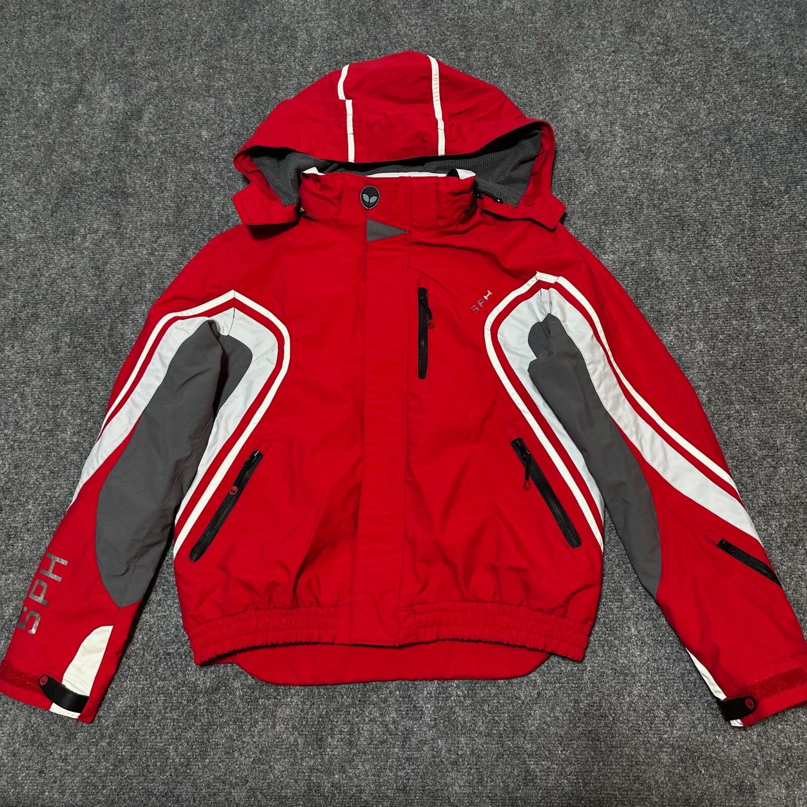 Biting Jacket Youth Kids 164 Red Hooded Shell Full Zip
