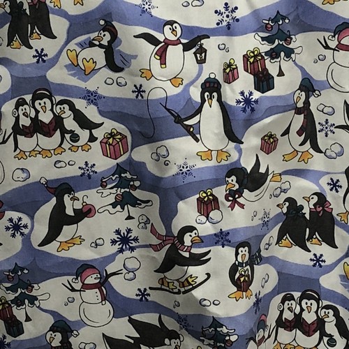 Scrub Top Christmas Penguins Women Large Two Front Pockets Scrubstar