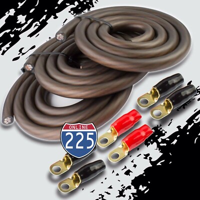 BIG 3 Upgraded 1/0 AWG Gauge Black Alternator Electrical Wiring Combo Kit