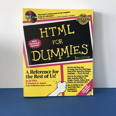 HTML for Dummies by Stephen J. James and Ed Tittel 3rd Edition CD Included