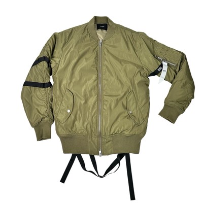 Stampd Strapped Bomber Jacket Men s M Olive Green Utility Pocket Double Zip