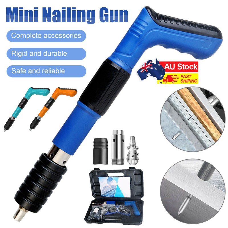 Powerful Concrete Nail Gun Air Nailer Nail Wall Fastening Tool + 100 Round Nails