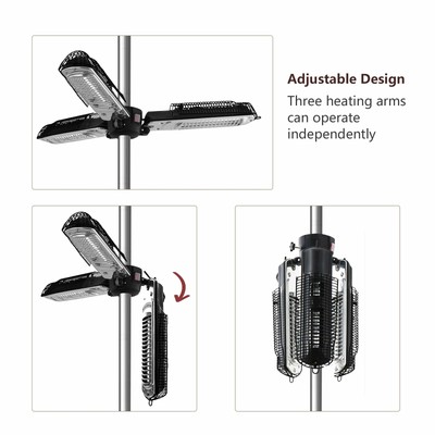 ART TO REAL Electric Patio Parasol Umbrella Heater Folding Outdoor Electric I...