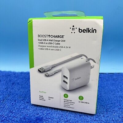Belkin Boost Charge Dual USB-A Wall Charger 24W with Cable