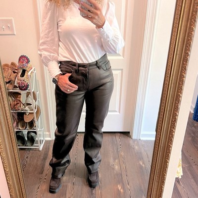 Y2K vintage GAP chocolate brown genuine leather pants size 30 mid rise straight