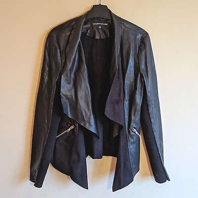 Faux leather top waterfall jacket uk