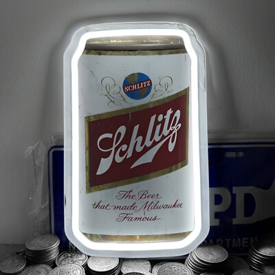 Schlitz Beer Can Club Mall Poster Neon Sign Wall Decor For Nightlight 12''x7'' H4