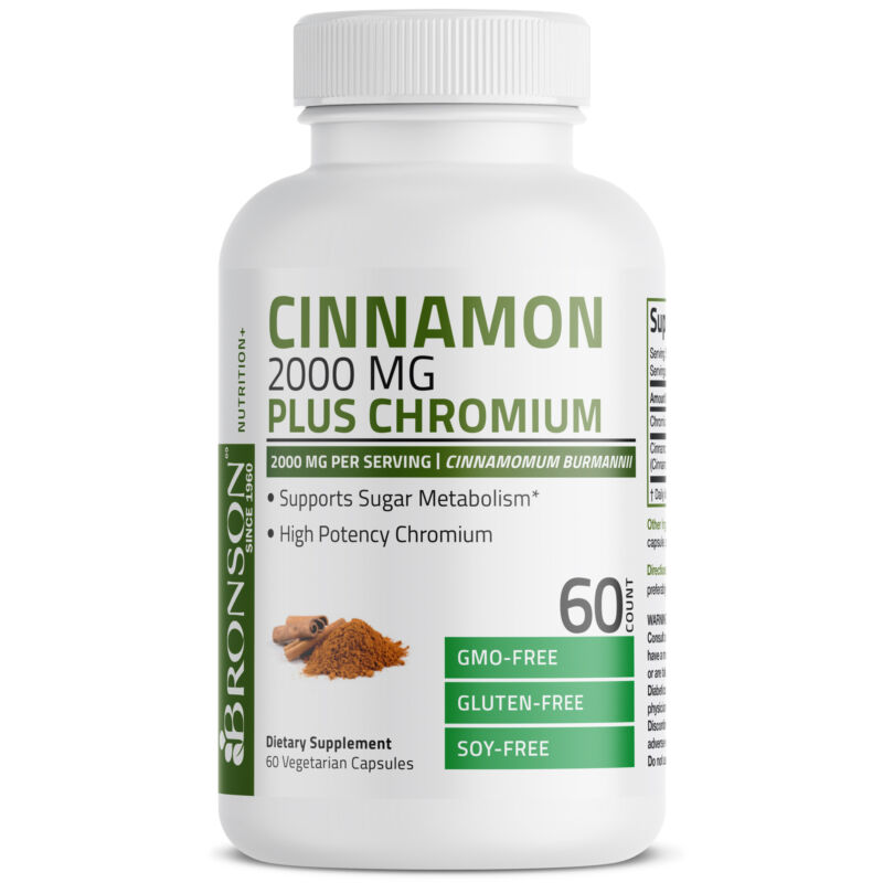 Bronson Cinnamon 2000 Mg + Chromium, 60 Vegetarian Capsules