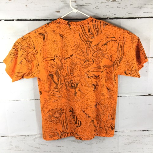 Panama Jack Shirt Mens Sz L? Whale Dolphin Parrot Sea Life Hawaiian Pattern