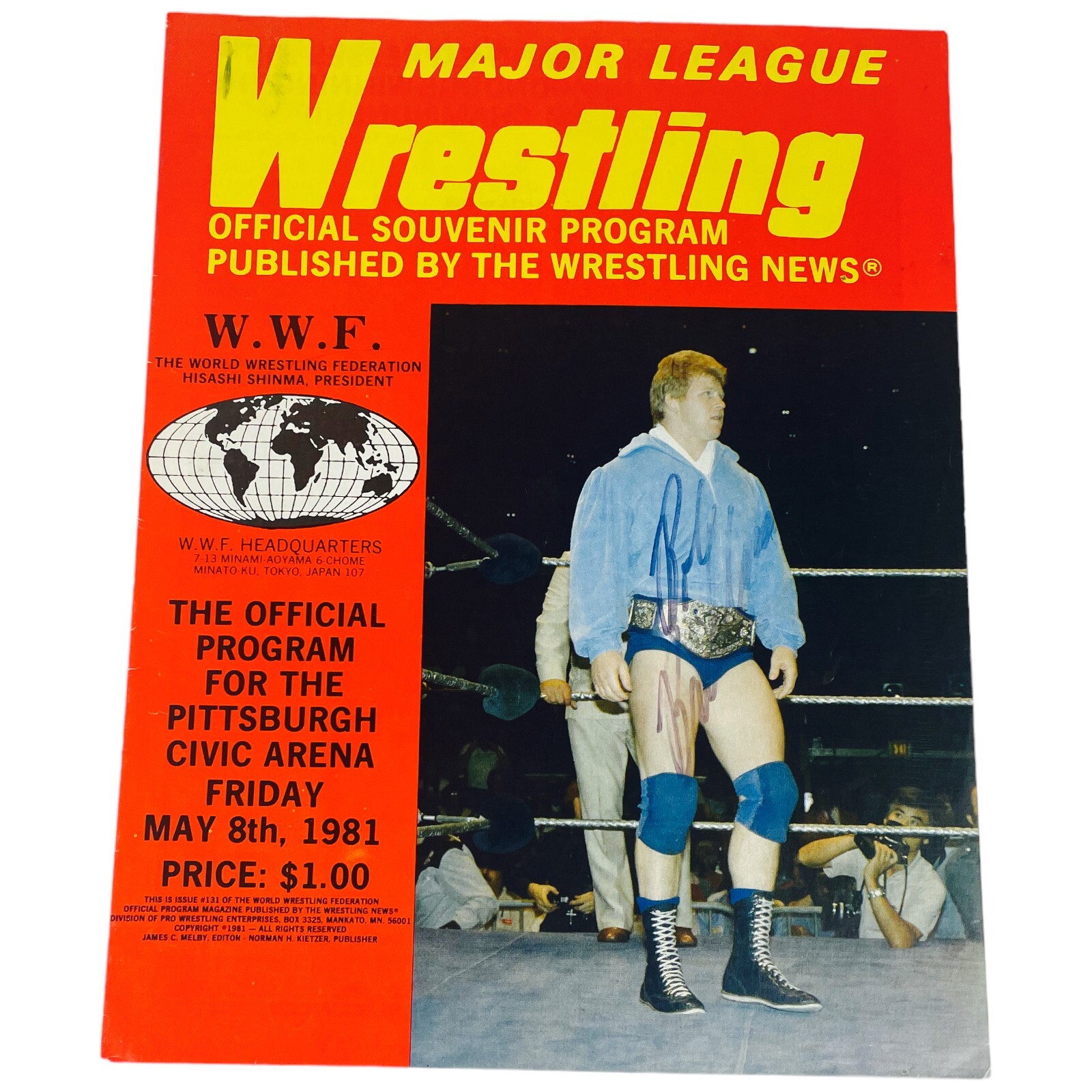 WWF Event Program May 8 1981 Pittsburgh Signed By Bob Backlund Auto WWE Original