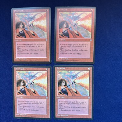 MTG  Ice Age Set  Playset FOUR Pyroblast Beautiful MINT/NM  1995 release