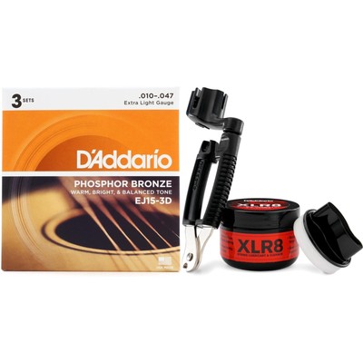 D'Addario EEJ15-3D Phosphor Bronze Acoustic Guitar Strings - .010-.047 Extra