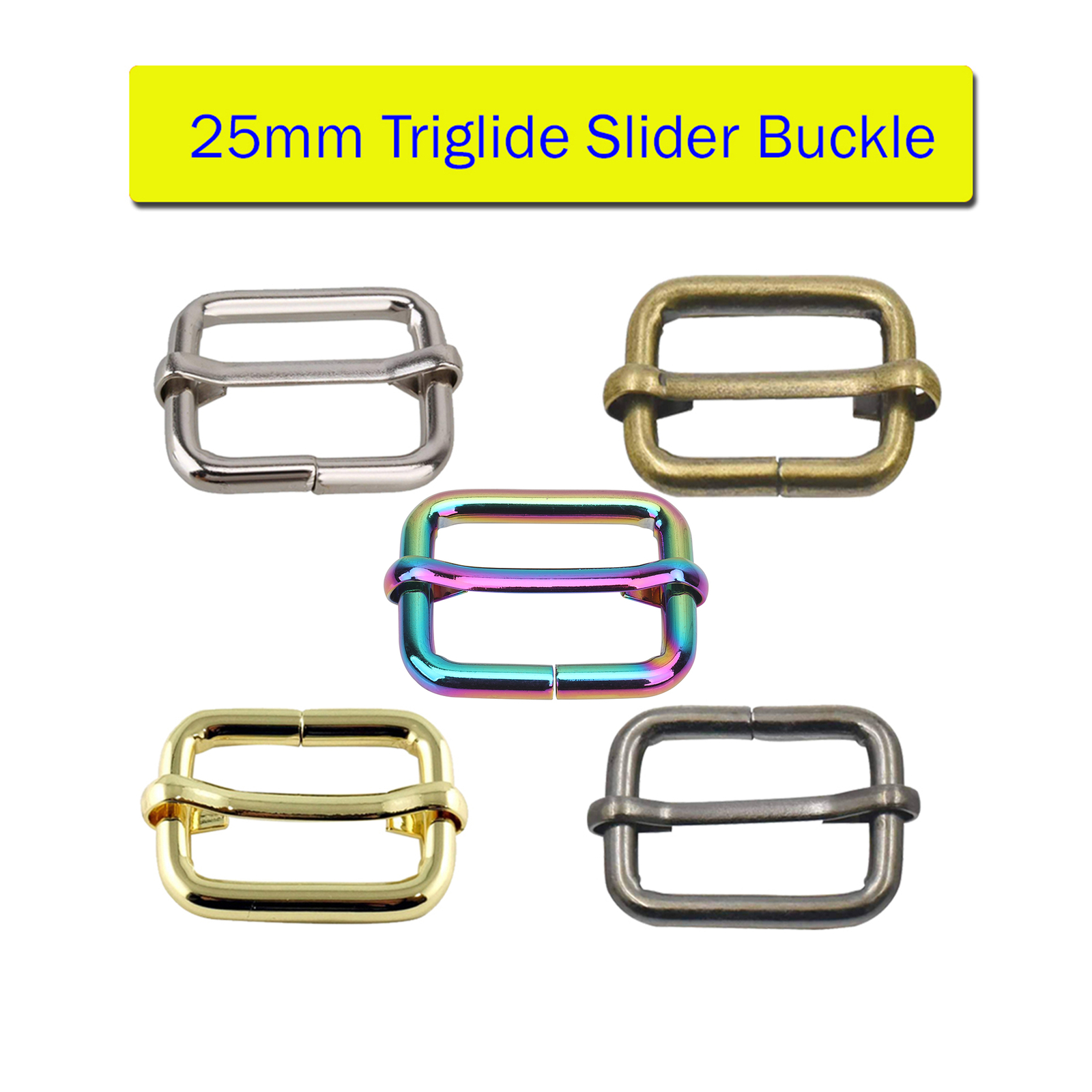 Tri-Glide Verstellbar Schieber Schnalle Leder Mäntel Handtaschen Bekleidung 25mm
