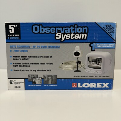 Lorex 5'' Observation B&W Monitor Security System 4 Channel 2 Way SG251 NEW