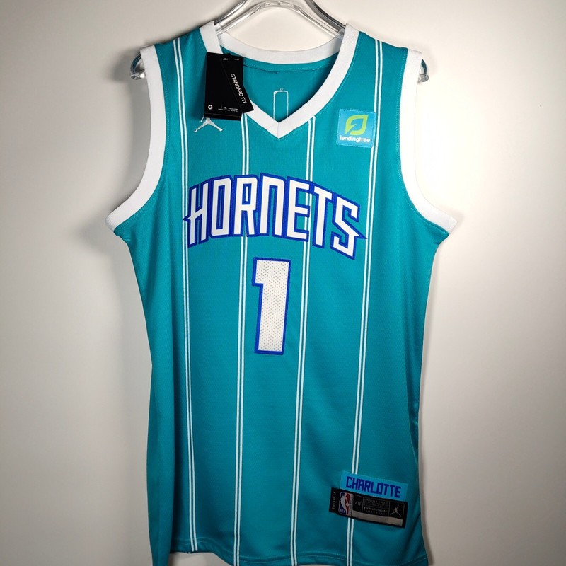 LaMelo Ball #1 Embroidered Fan Edition Jersey Light Blue Stripes