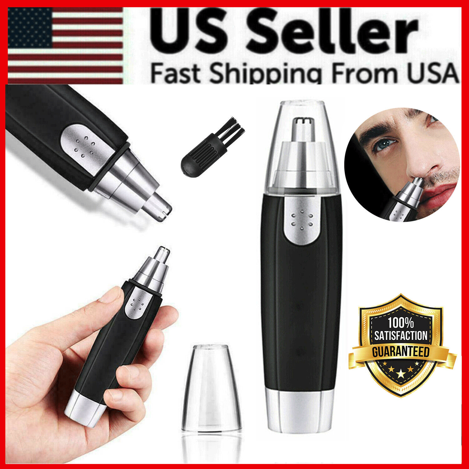 Nose Hair Trimmer Electric Face Neck Eyebrow Shaver Cutting Clipper Cleaner NEW