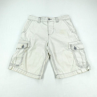 Vintage Ocean Pacific Men's White Geometric Cargo Drawstring Shorts Mens Size 30