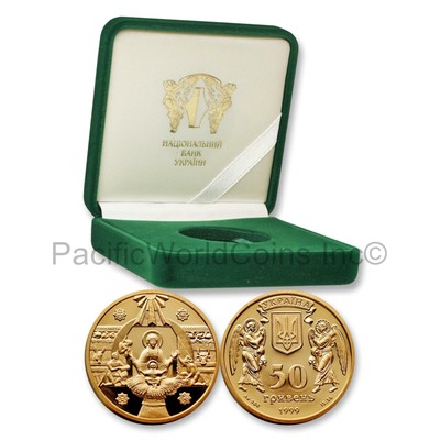 Ukraine 1999 Birth of Jesus 50 Hryven Gold Proof Coin with Box SKU# 7536