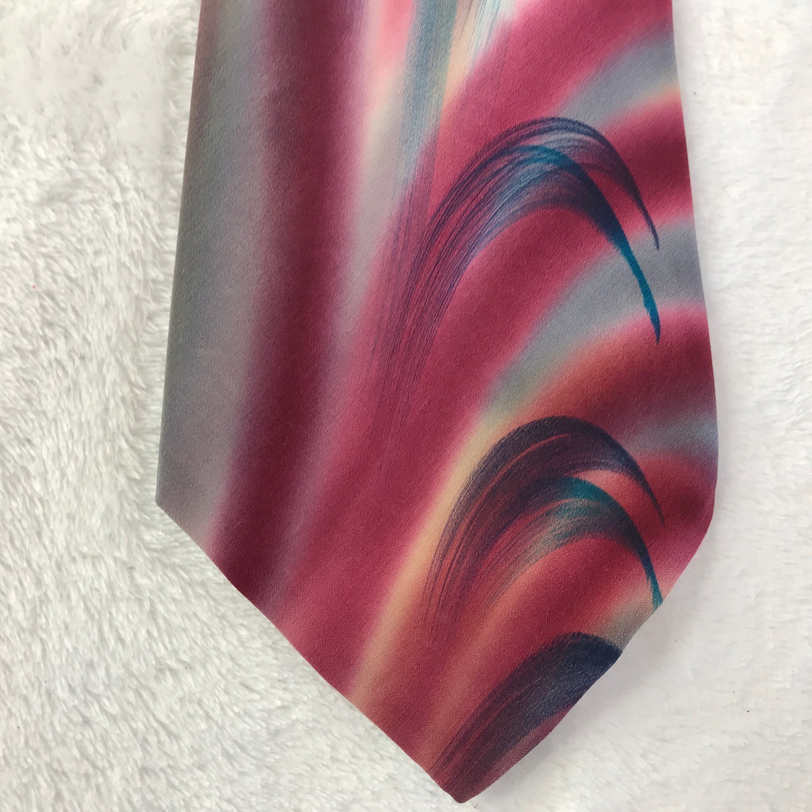 Vintage hand-painted silk necktie RARE Wolke & Kotler 1950s Signed Dufe