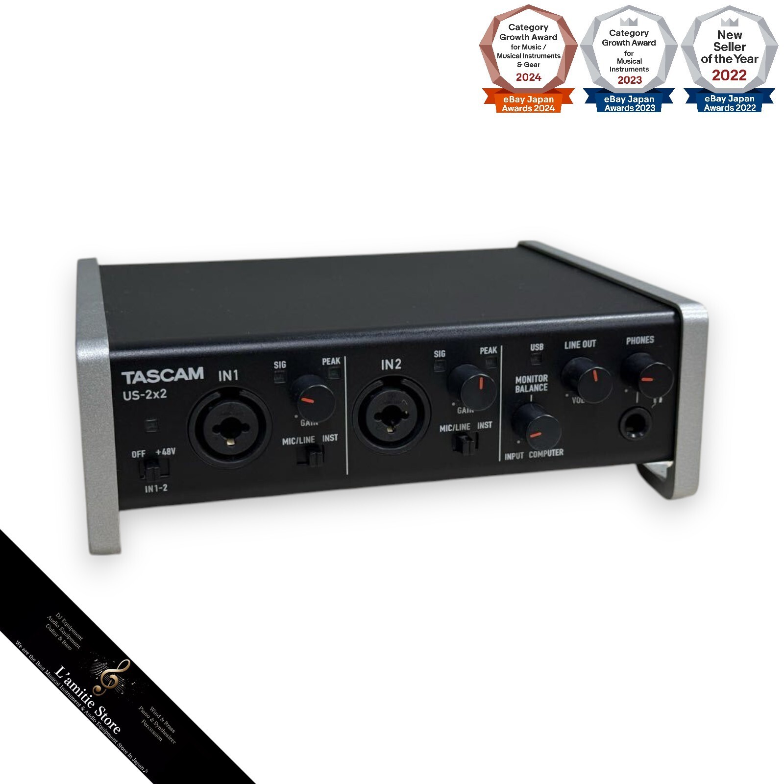 TASCAM US-2x2 2-In 2-Out Two Channel USB Audio MIDI