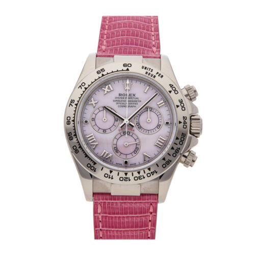 ROLEX 18kt White Gold DAYTONA Silver Arabic Dial Black Strap ROLEX 18kt White Gold DAYTONA Silver Arabic Dial Black Strap